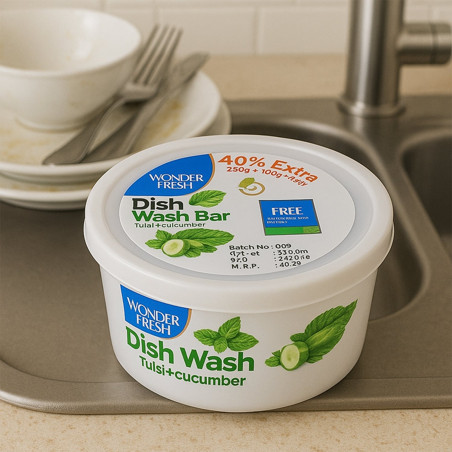 Fresh Mix Flavor Round Dishwash Bar With Super Scrubber Free Complete Dishwashing Solution, Tough Stains Remover (350 Gm) Fresh Mix Flavor Round Dishwash Bar With Super Scrubber Free Complete Dishwashing Solution, Tough Stains Remover (350 Gm)